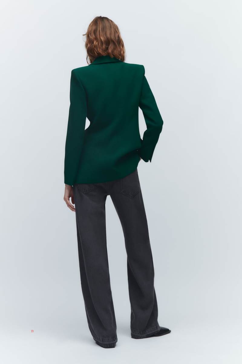 ZARA SHAWL LAPEL Blazers Dam Gröna | TDNAL-3769