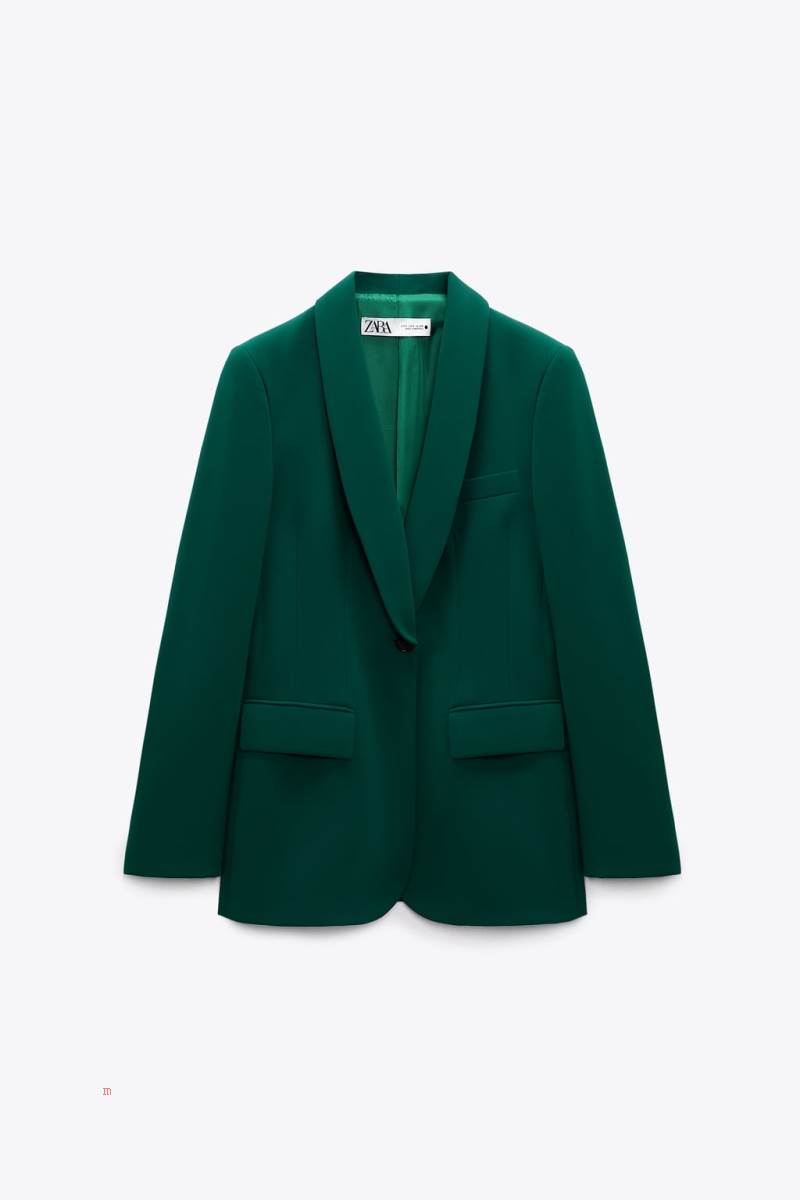 ZARA SHAWL LAPEL Blazers Dam Gröna | TDNAL-3769