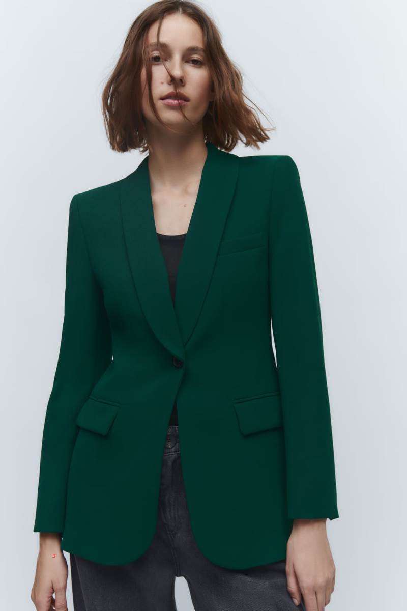 ZARA SHAWL LAPEL Blazers Dam Gröna | TDNAL-3769