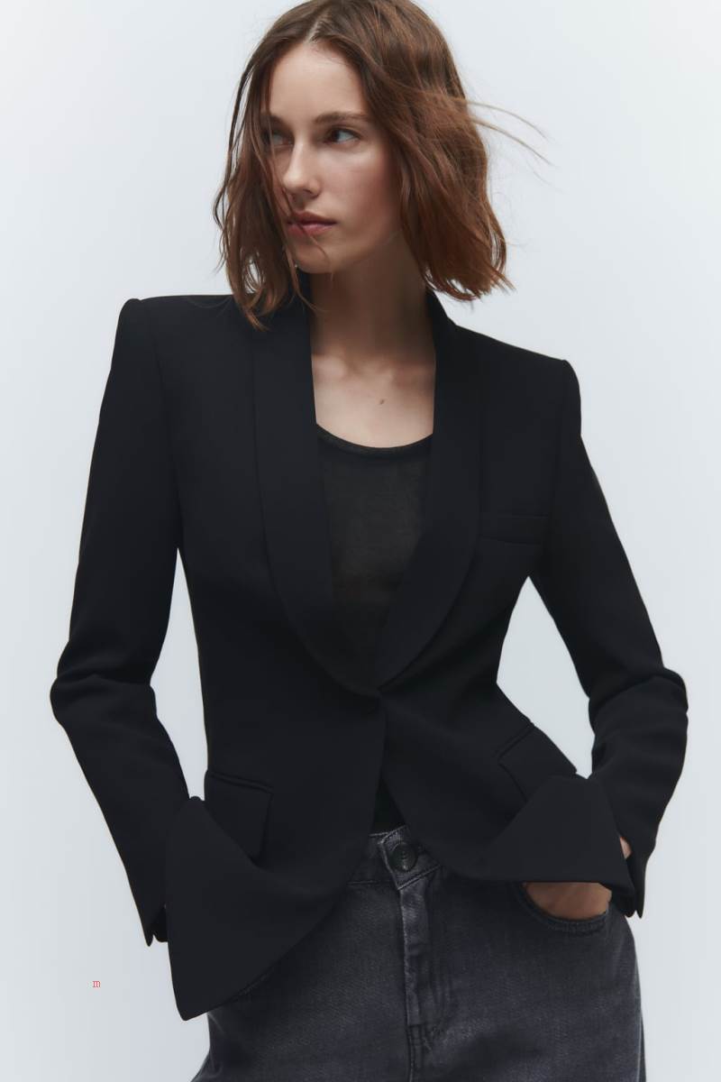 ZARA SHAWL LAPEL Blazers Dam Svarta | XKILM-6310