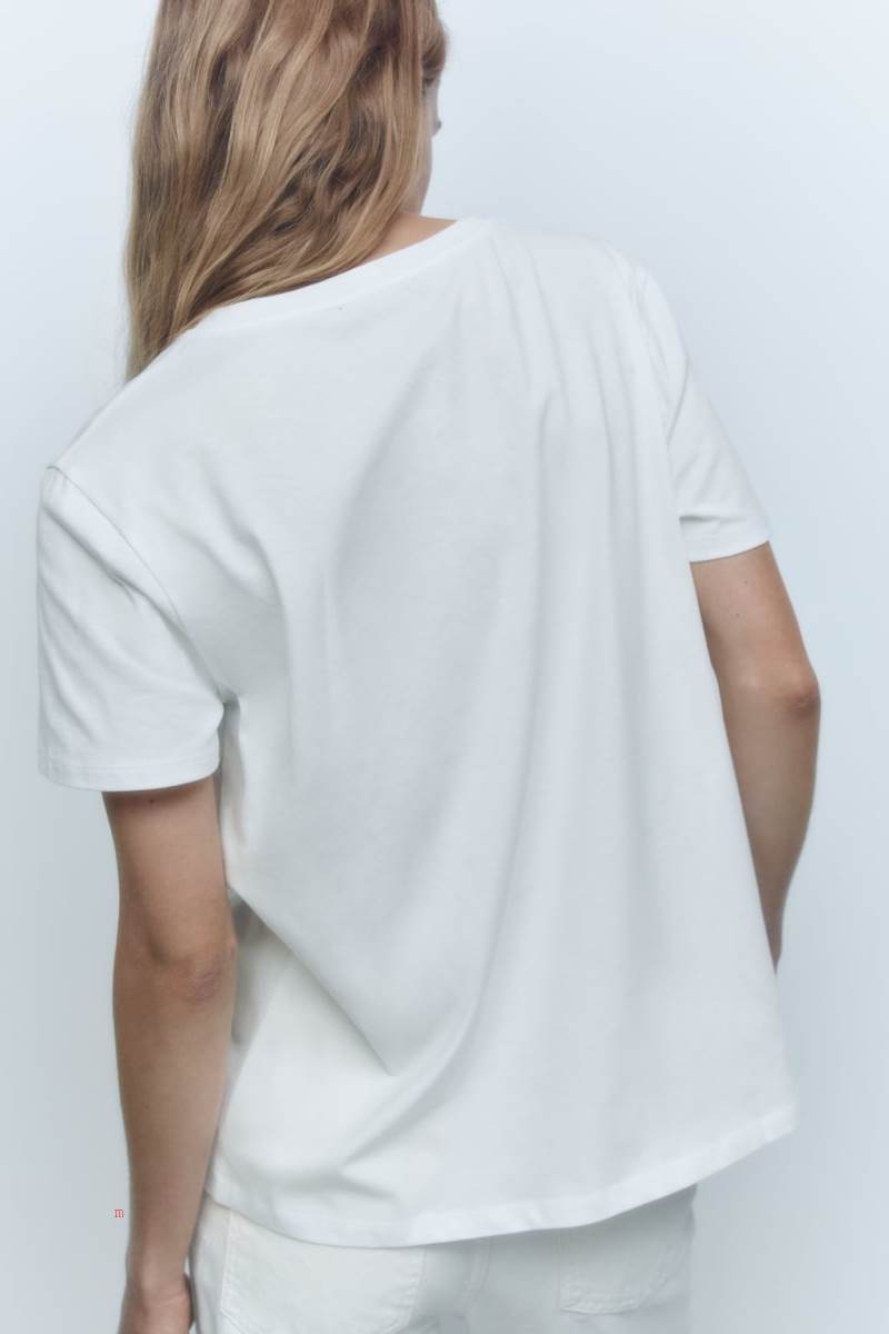 ZARA SHIMMERY SLOGAN T-shirt Dam Guld | BHAIV-0283