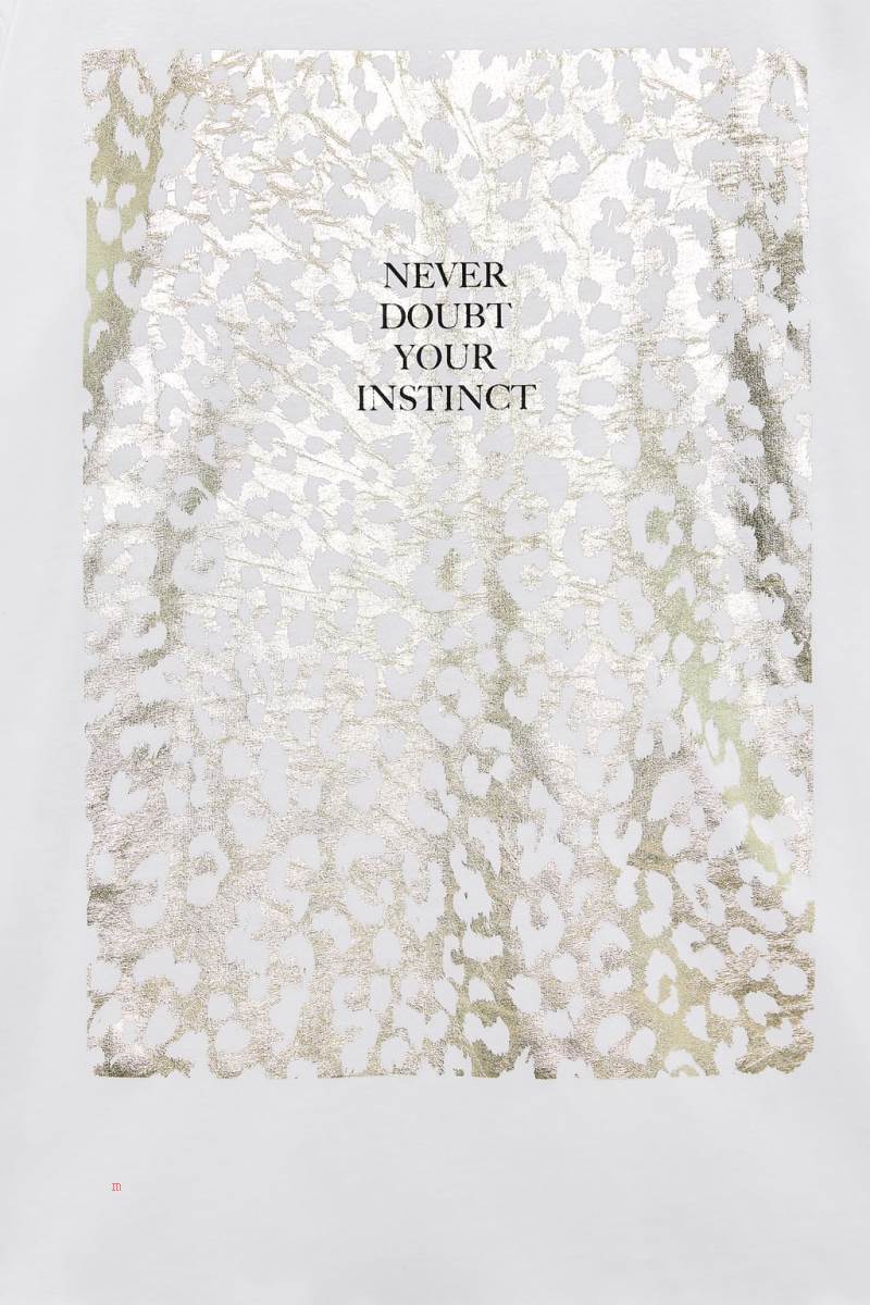 ZARA SHIMMERY SLOGAN T-shirt Dam Guld | BHAIV-0283
