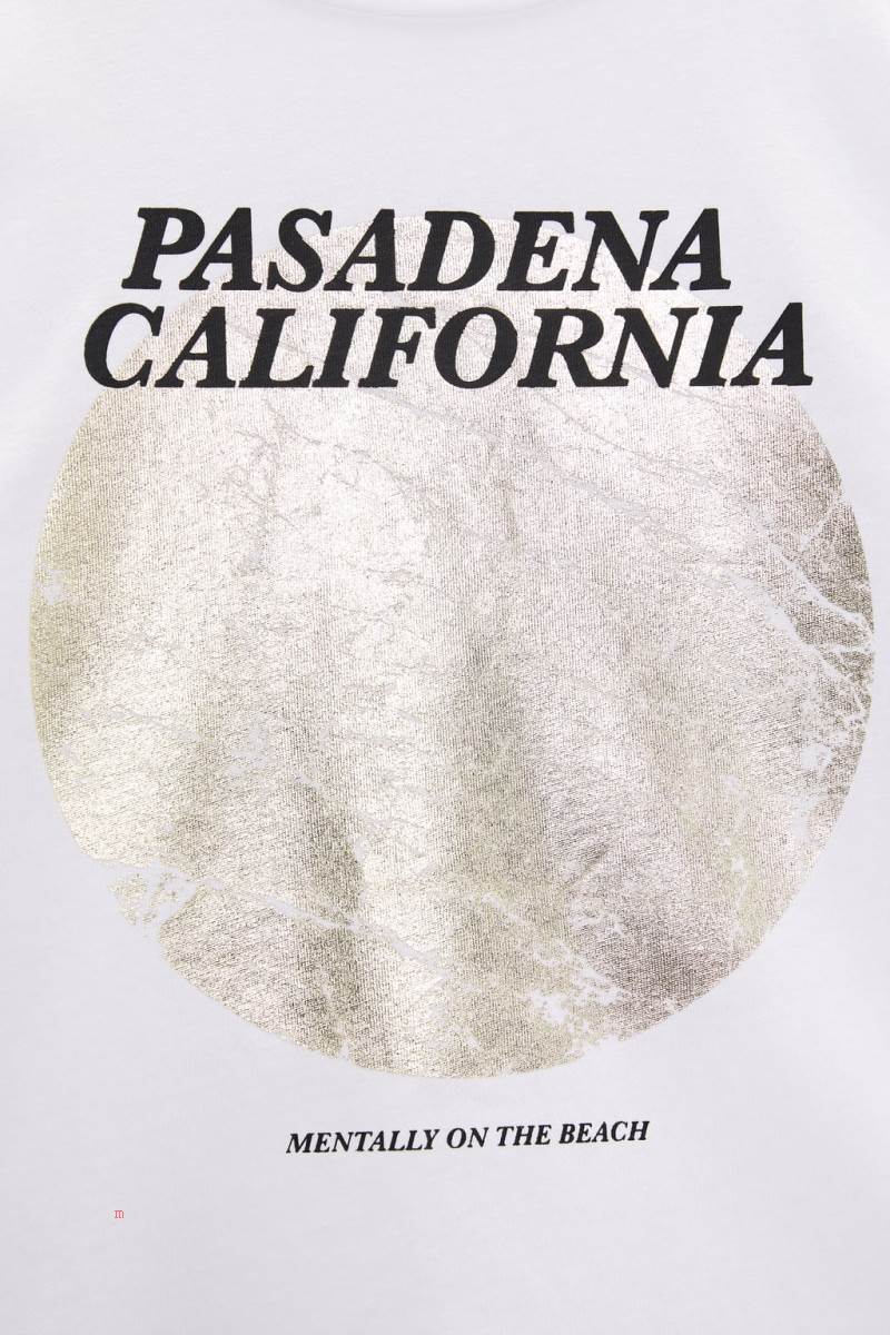 ZARA SHIMMERY SLOGAN T-shirt Dam Guld | NZGQB-0386