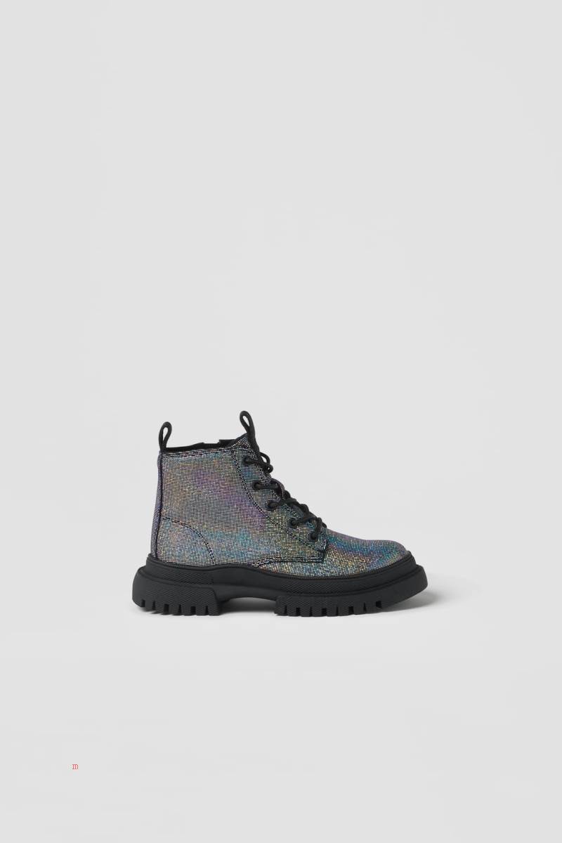 ZARA SHINY EMBELLISHED Ankelboots Tjej Silver | EBXMU-7612