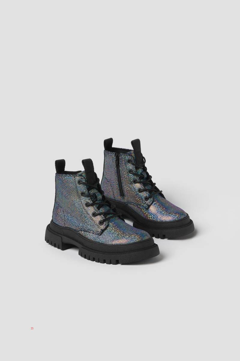 ZARA SHINY EMBELLISHED Ankelboots Tjej Silver | EBXMU-7612
