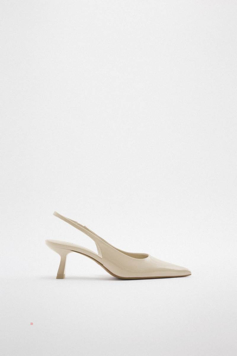 ZARA SHINY HEELED Klackskor Dam Vita | LPCMB-9250