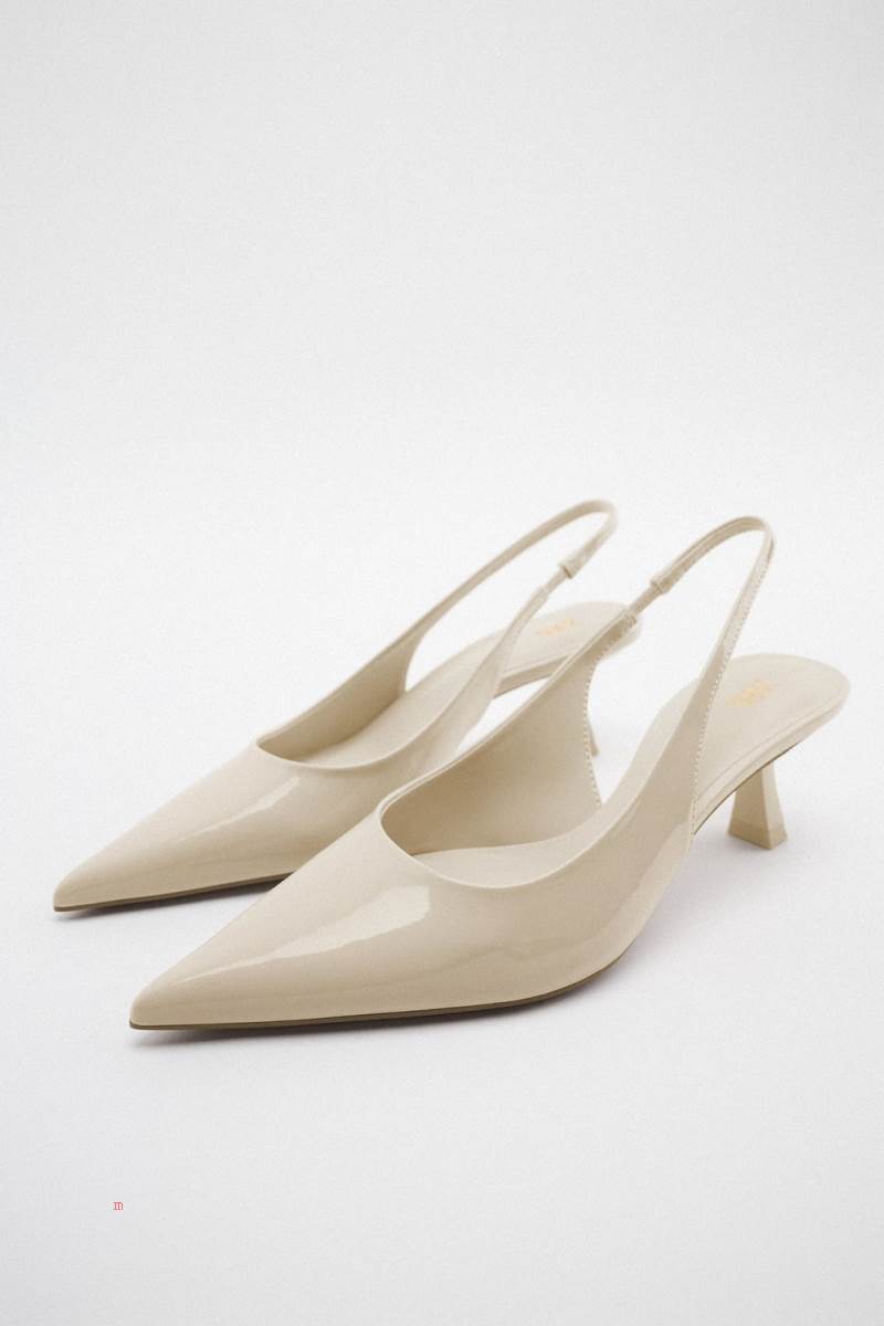 ZARA SHINY HEELED Klackskor Dam Vita | LPCMB-9250