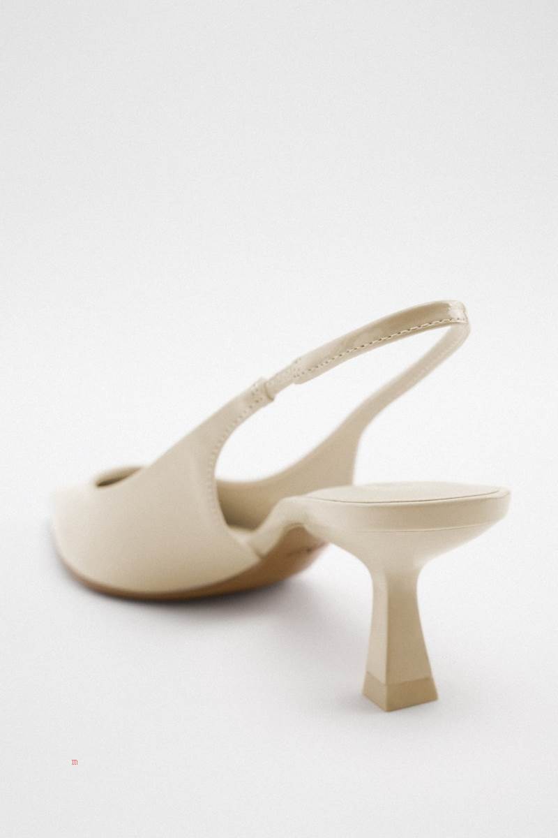 ZARA SHINY HEELED Klackskor Dam Vita | LPCMB-9250