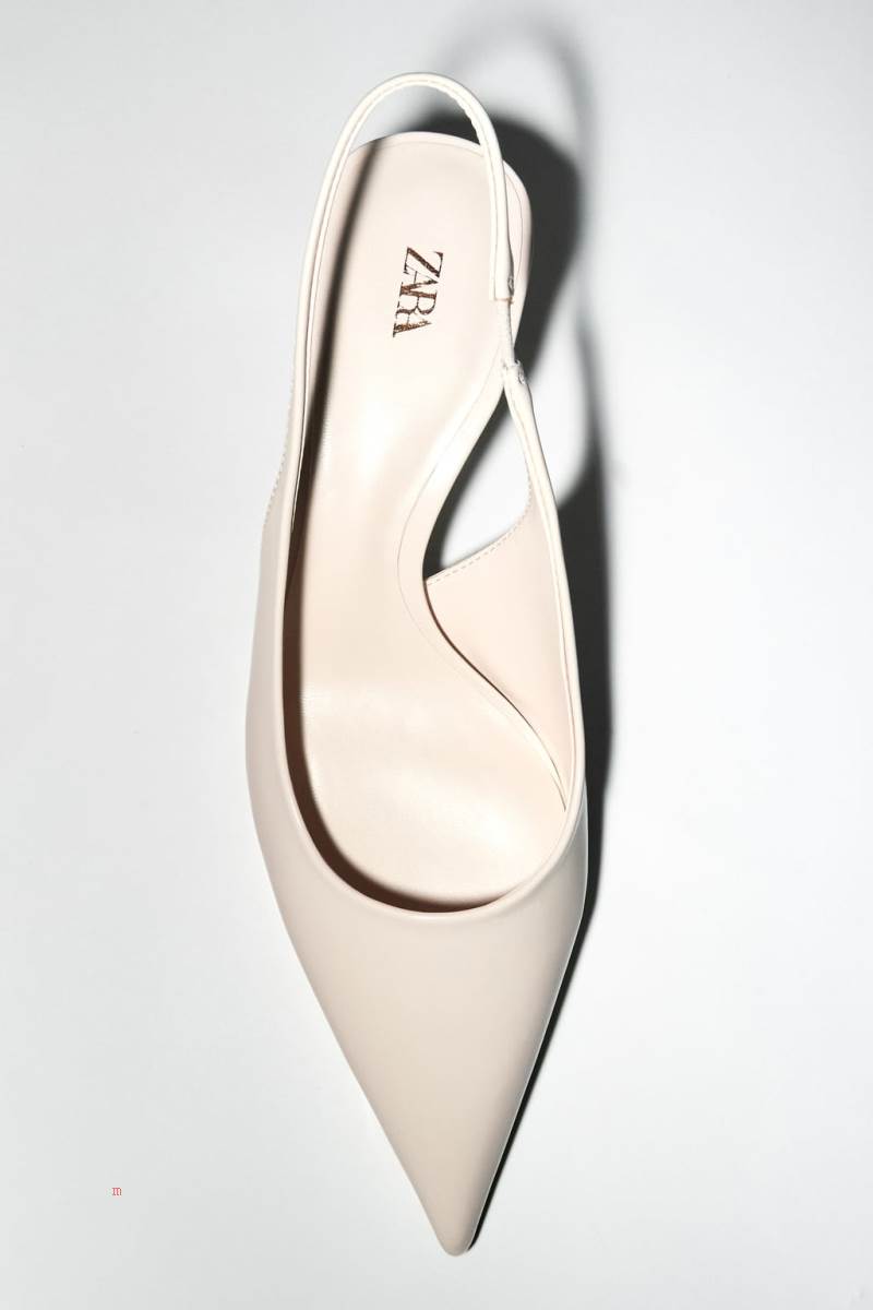 ZARA SHINY HEELED Klackskor Dam Vita | LPCMB-9250