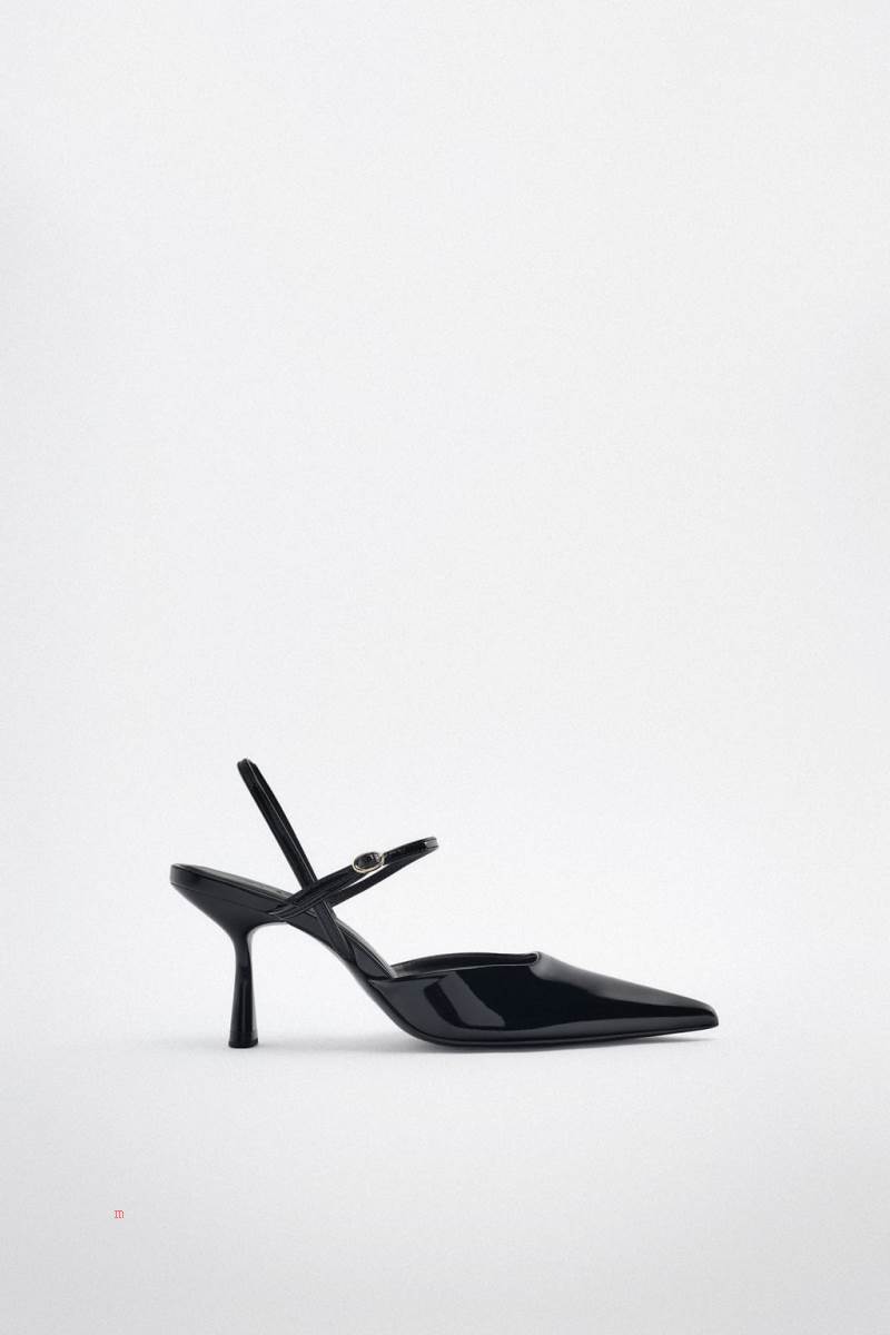 ZARA SHINY HIGH-HEEL Klackskor Dam Svarta | BROJZ-2065