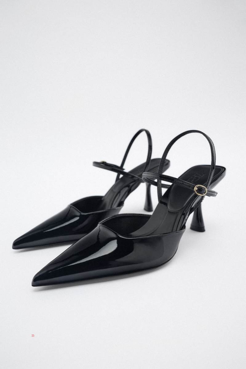 ZARA SHINY HIGH-HEEL Klackskor Dam Svarta | BROJZ-2065