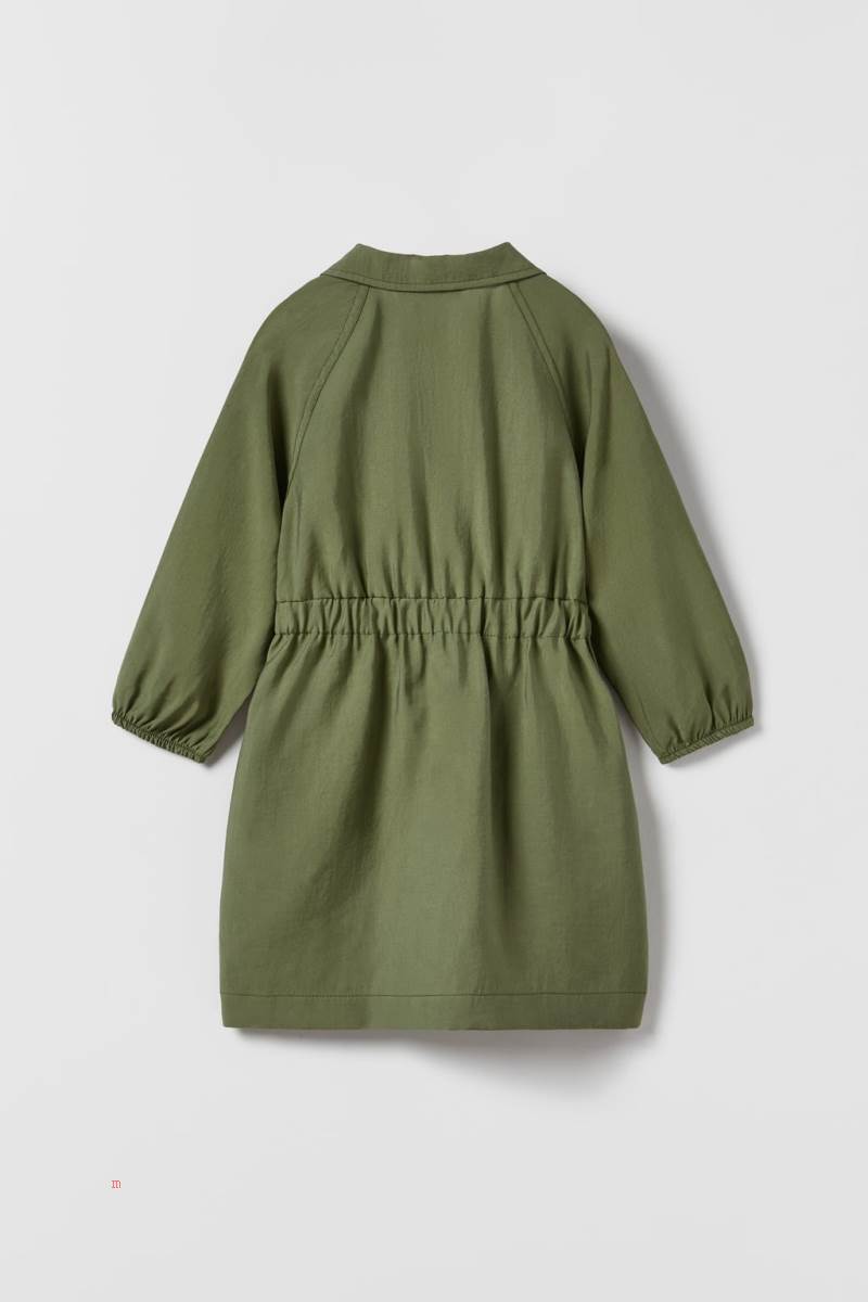 ZARA SHIRT WITH BELT Shirt Klänning Tjej Khaki | TCZFO-8645