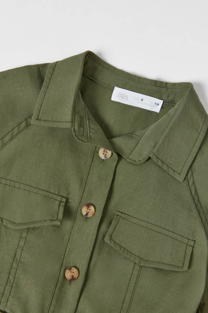 ZARA SHIRT WITH BELT Shirt Klänning Tjej Khaki | TCZFO-8645