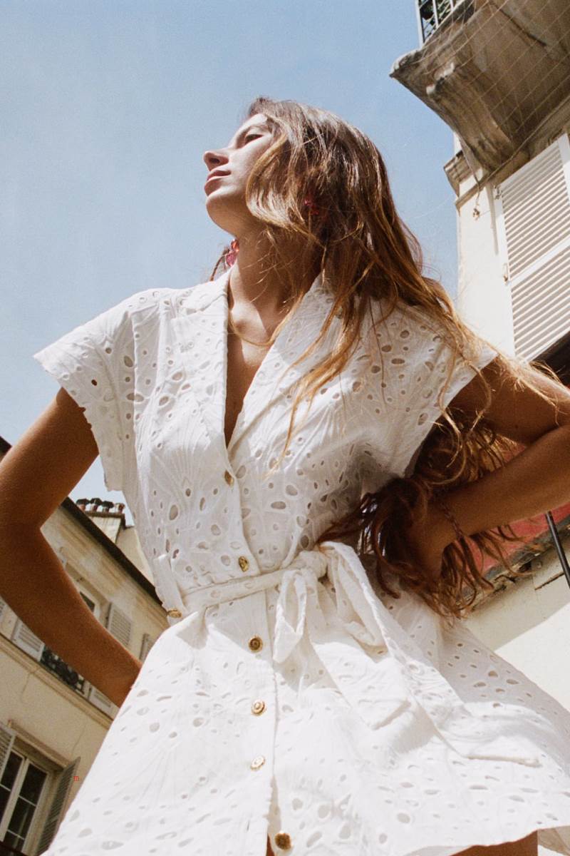 ZARA SHIRT WITH CUTWORK EMBROIDERY Klänning Dam Vita | BCMIH-7805