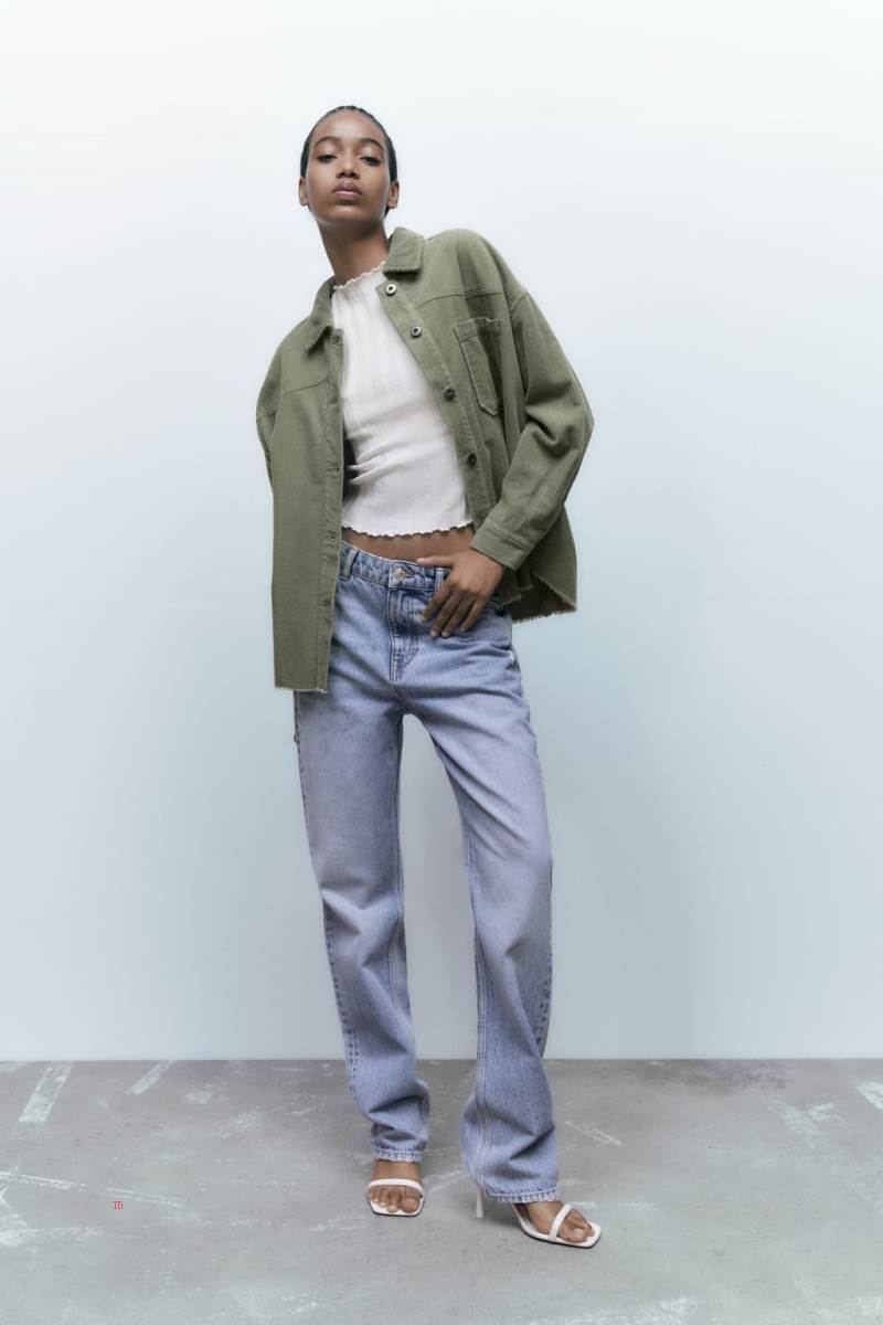 ZARA SHORT CORDUROY WITH POCKET Övertröja Dam Khaki | ASHPD-9035