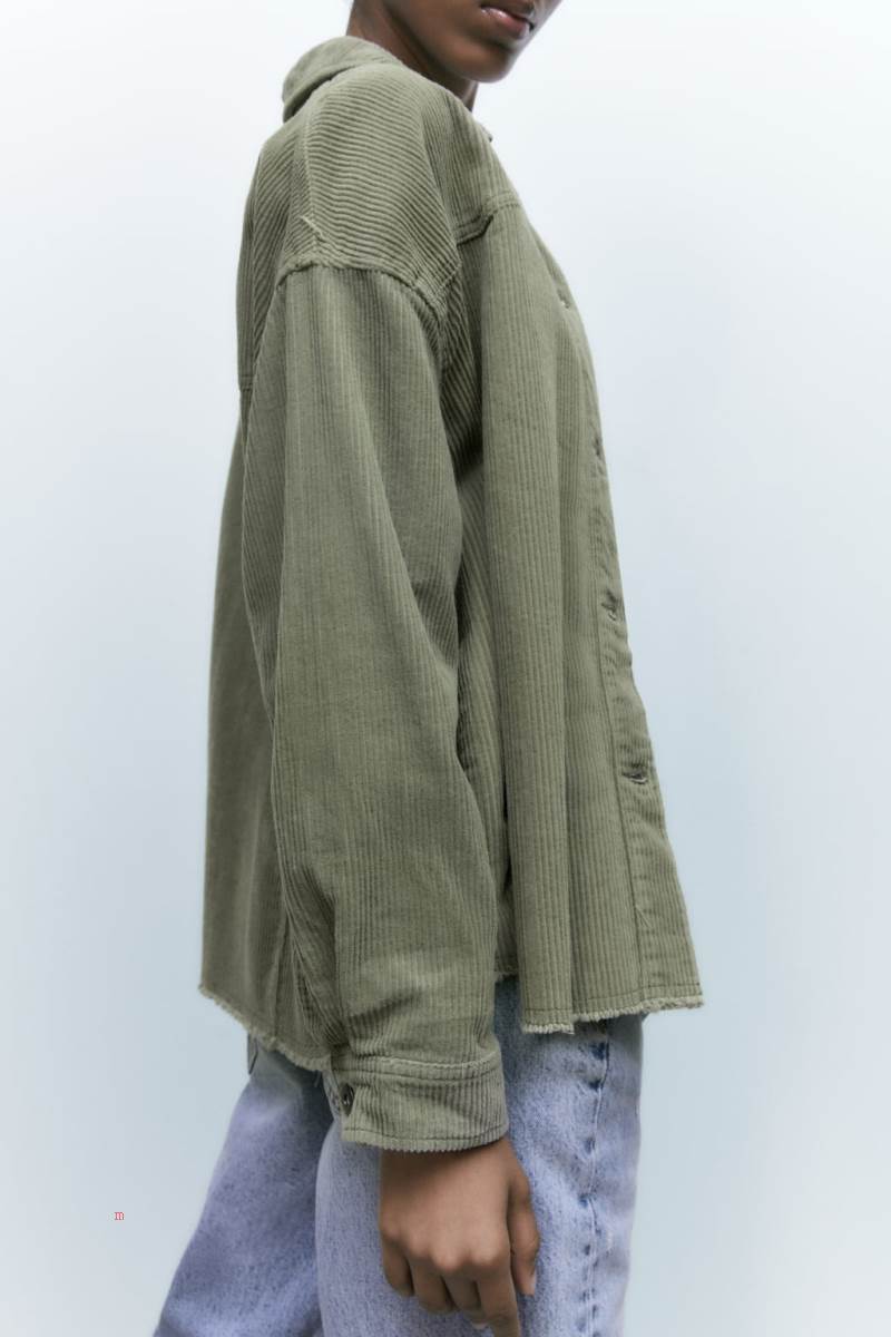 ZARA SHORT CORDUROY WITH POCKET Övertröja Dam Khaki | ASHPD-9035