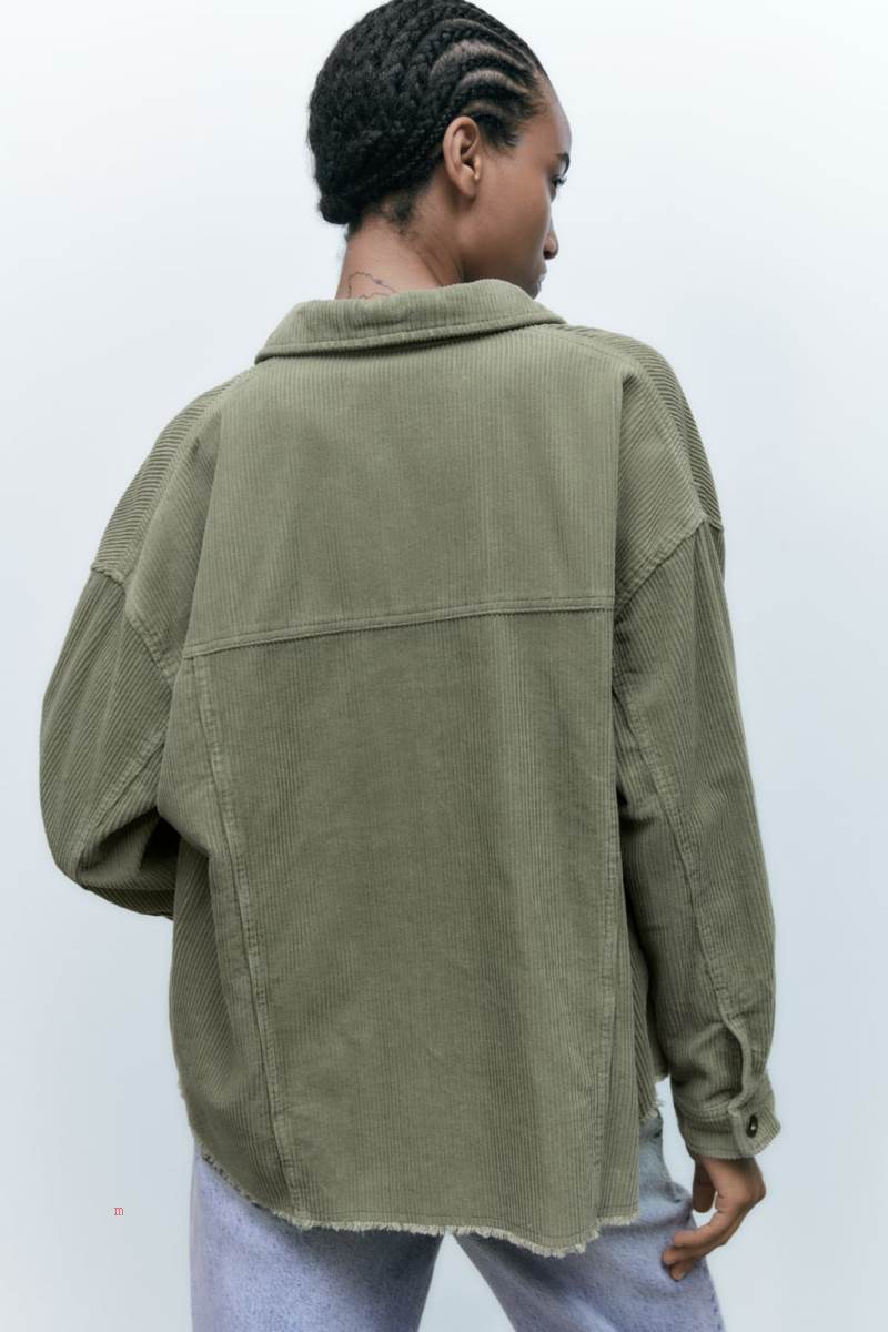ZARA SHORT CORDUROY WITH POCKET Övertröja Dam Khaki | ASHPD-9035