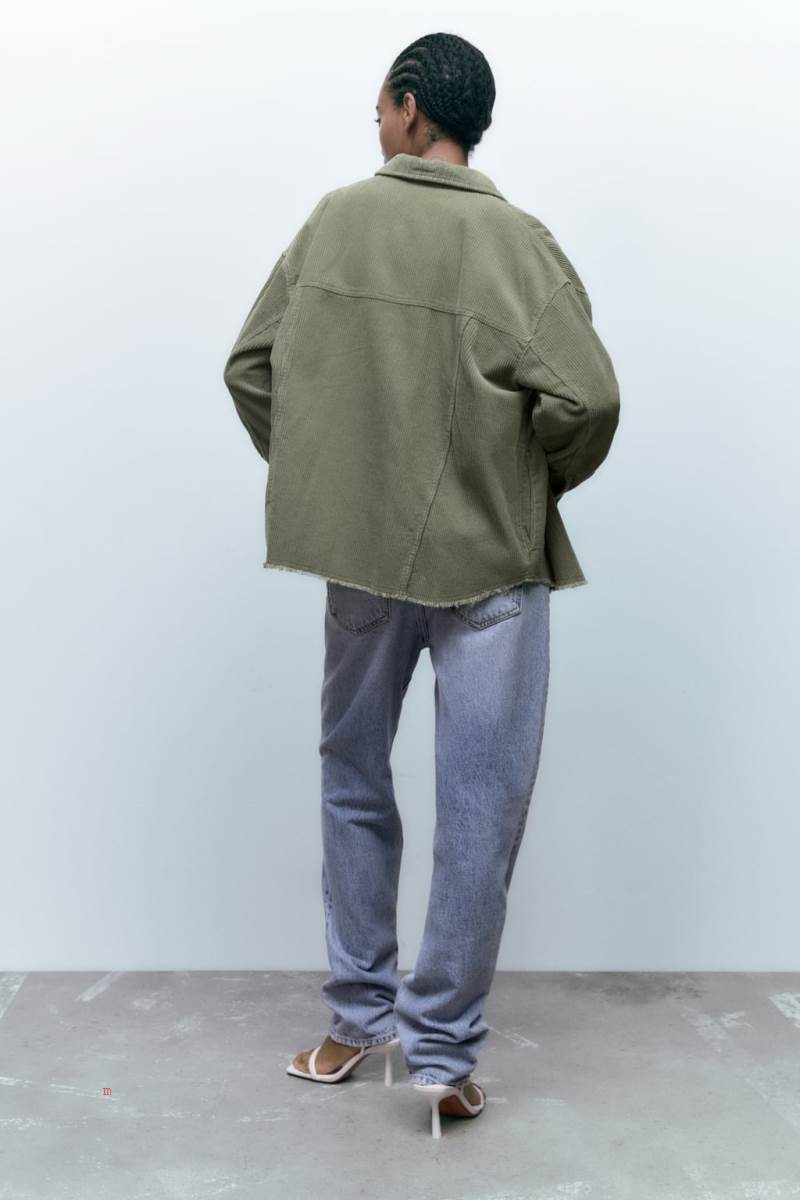 ZARA SHORT CORDUROY WITH POCKET Övertröja Dam Khaki | ASHPD-9035