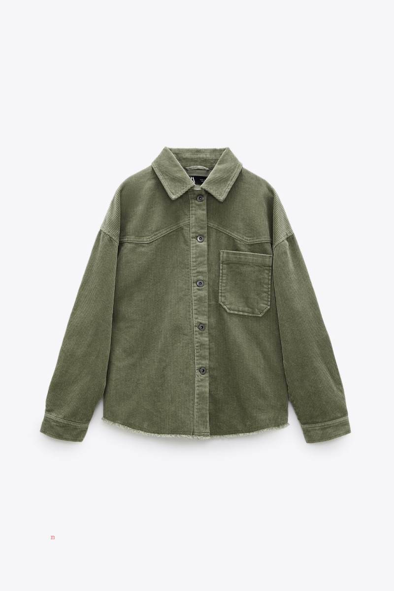 ZARA SHORT CORDUROY WITH POCKET Övertröja Dam Khaki | ASHPD-9035