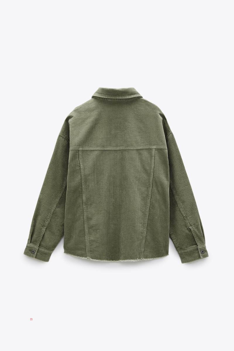ZARA SHORT CORDUROY WITH POCKET Övertröja Dam Khaki | ASHPD-9035