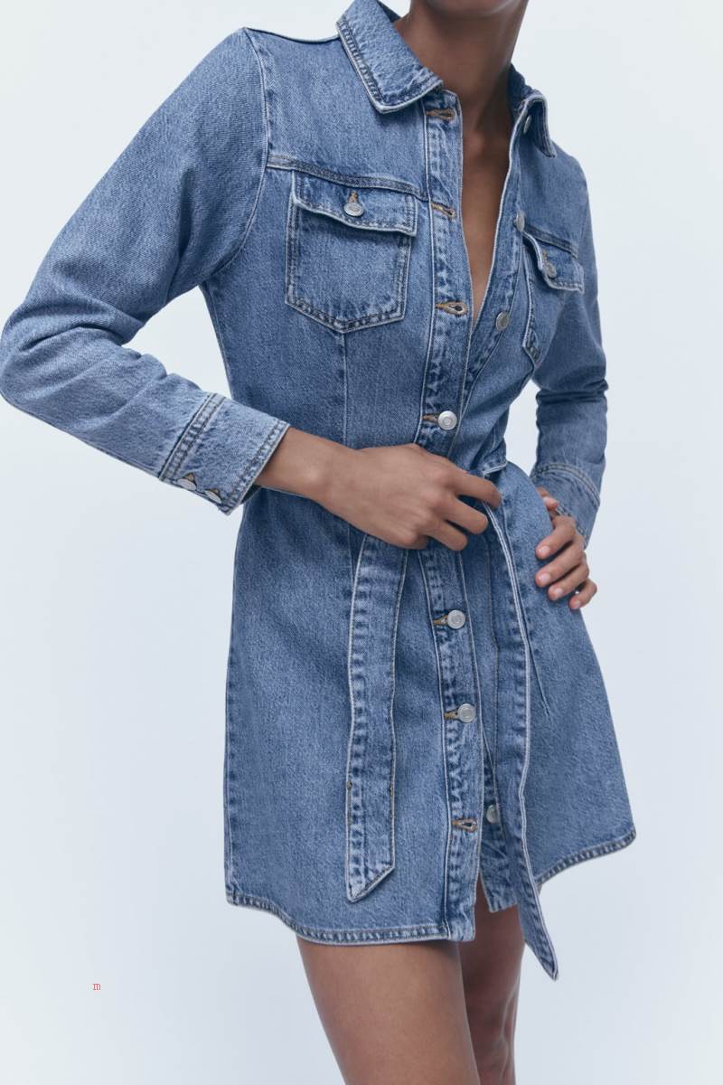 ZARA SHORT DENIM Klänning Dam Blå | ESIUV-2574