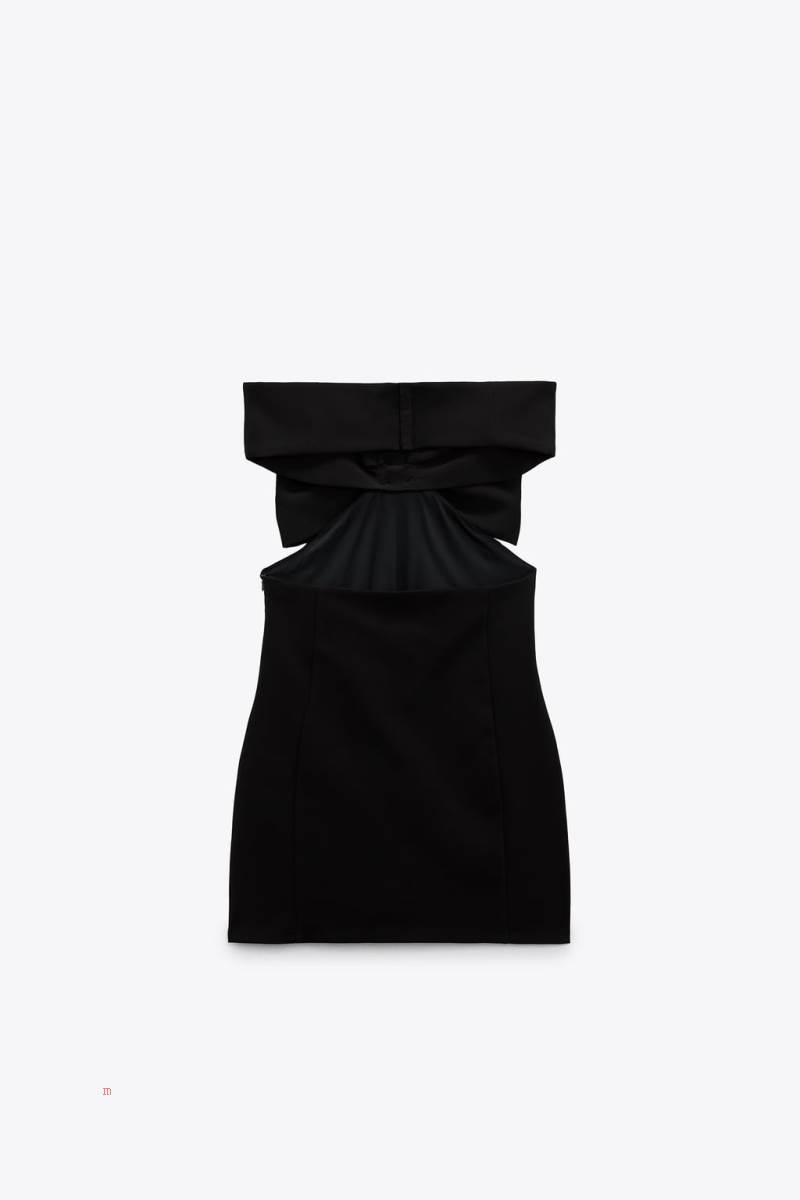 ZARA SHORT DRESS WITH TIE DETAIL Klänning Dam Svarta | WTSOV-0293