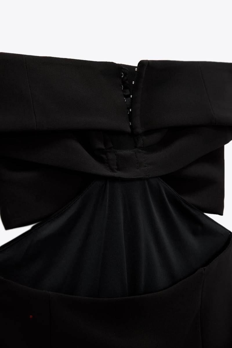 ZARA SHORT DRESS WITH TIE DETAIL Klänning Dam Svarta | WTSOV-0293