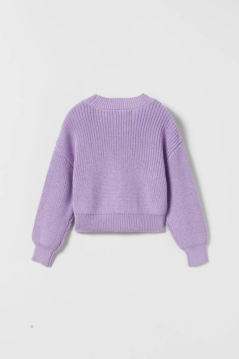 ZARA SHORT KNITTED Cardigan Tjej Rosa | UMHSR-9613