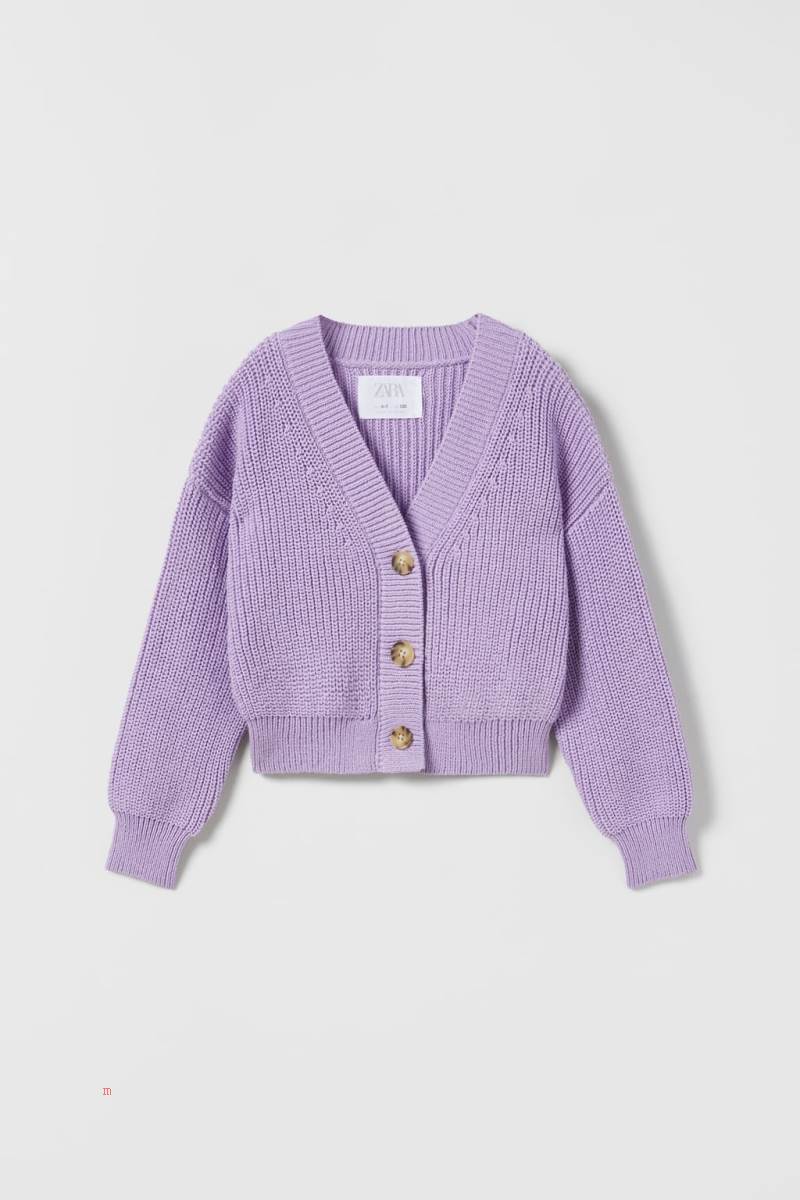 ZARA SHORT KNITTED Cardigan Tjej Rosa | UMHSR-9613