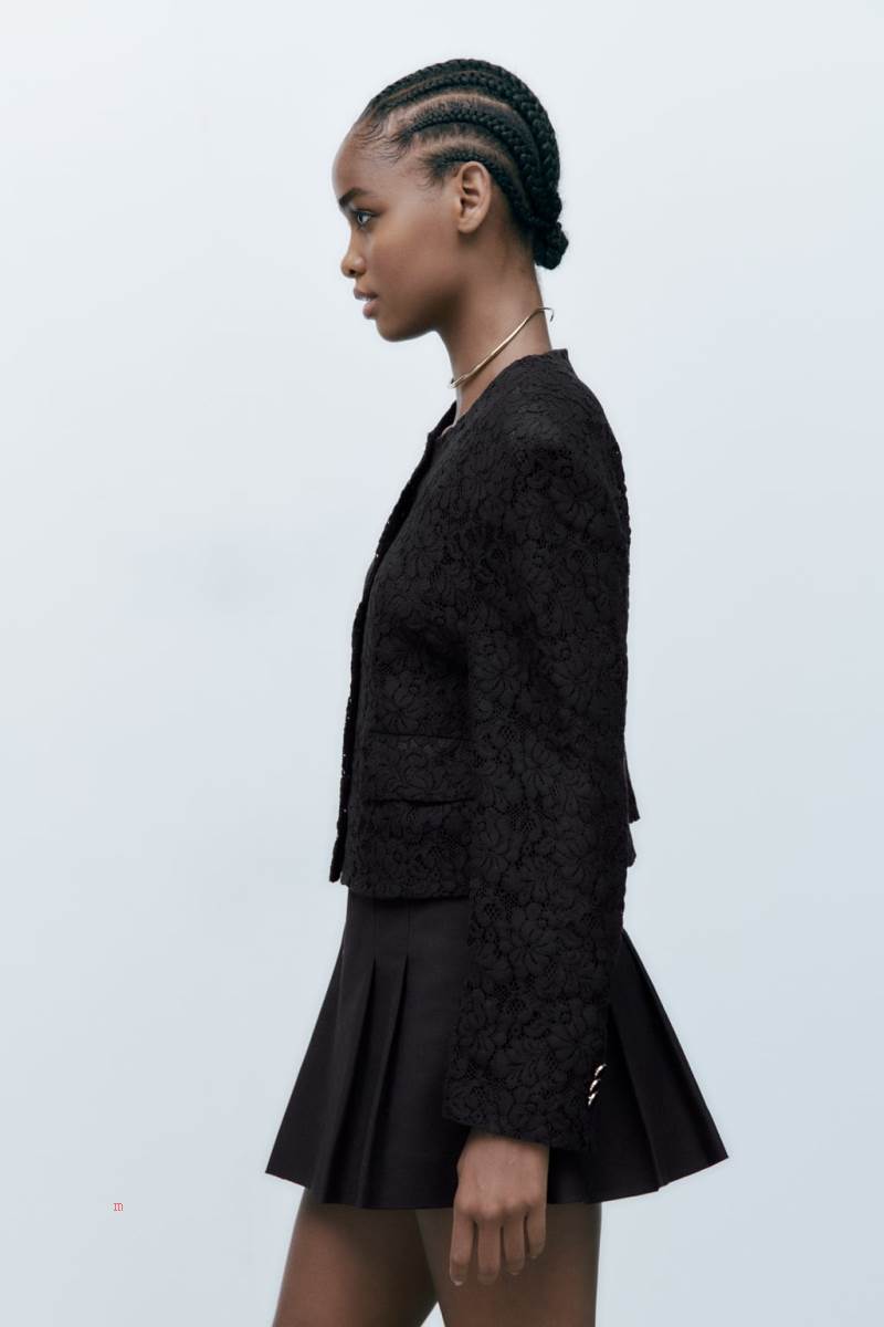 ZARA SHORT LACE Blazers Dam Svarta | YHXVA-3894