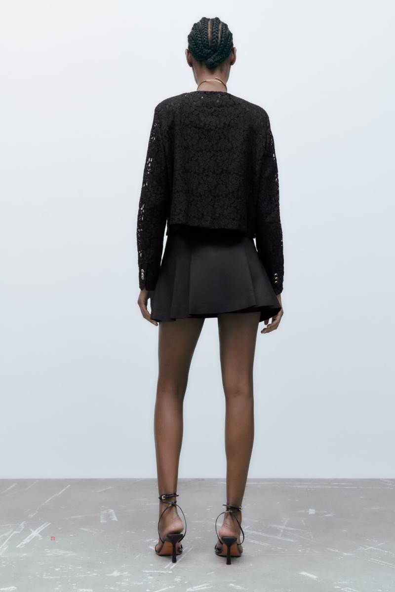 ZARA SHORT LACE Blazers Dam Svarta | YHXVA-3894