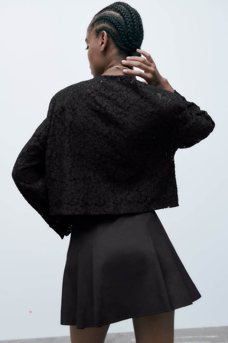 ZARA SHORT LACE Blazers Dam Svarta | YHXVA-3894