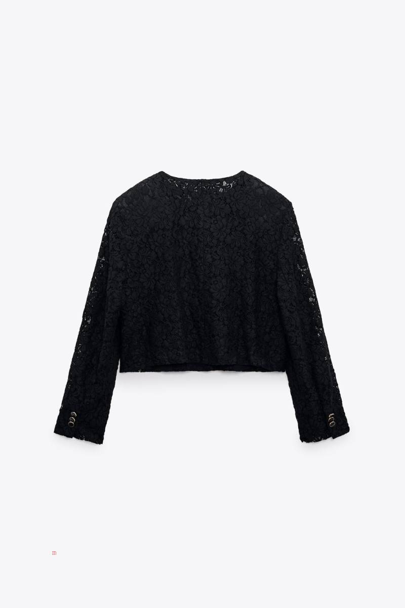 ZARA SHORT LACE Blazers Dam Svarta | YHXVA-3894