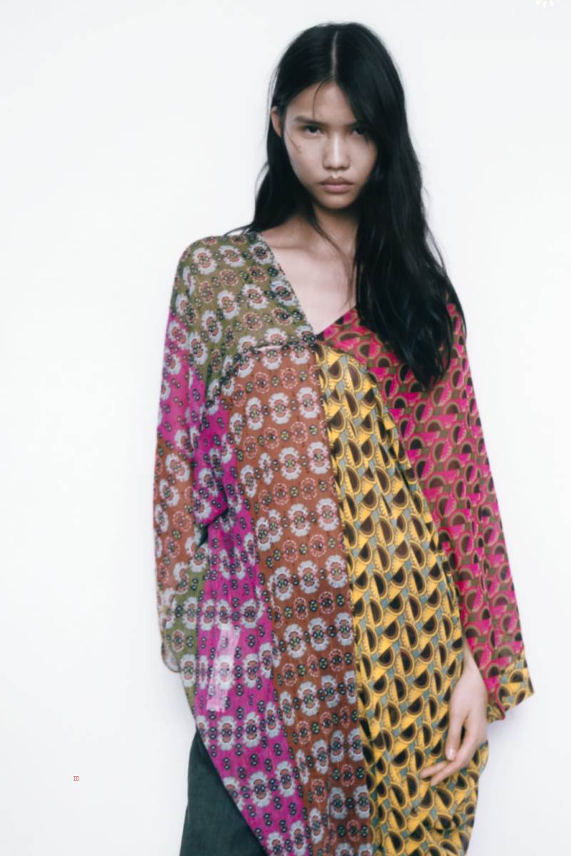 ZARA SHORT PRINTED KAFTAN Klänning Dam Olika Färger Röda | OZJWQ-2146