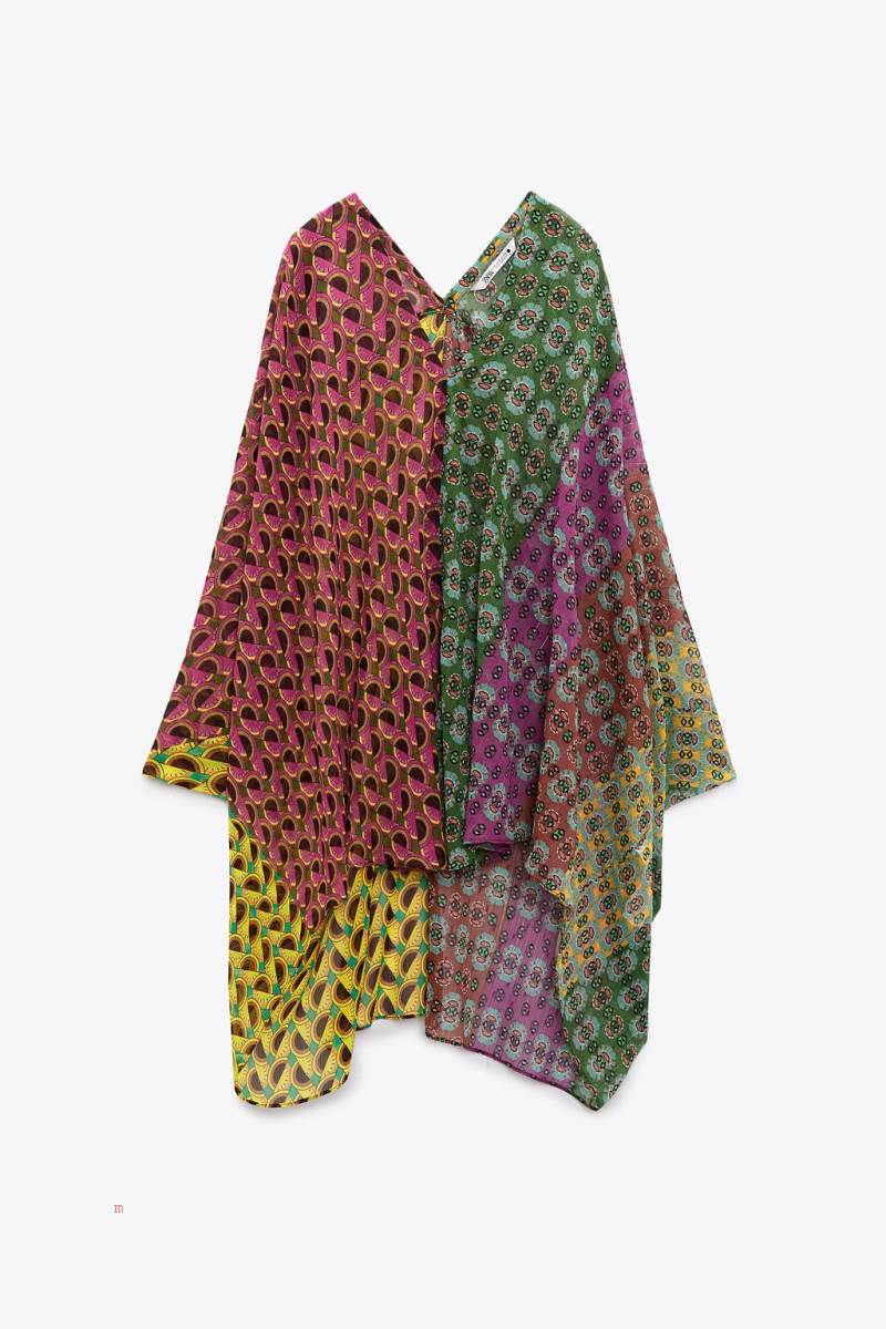 ZARA SHORT PRINTED KAFTAN Klänning Dam Olika Färger Röda | OZJWQ-2146