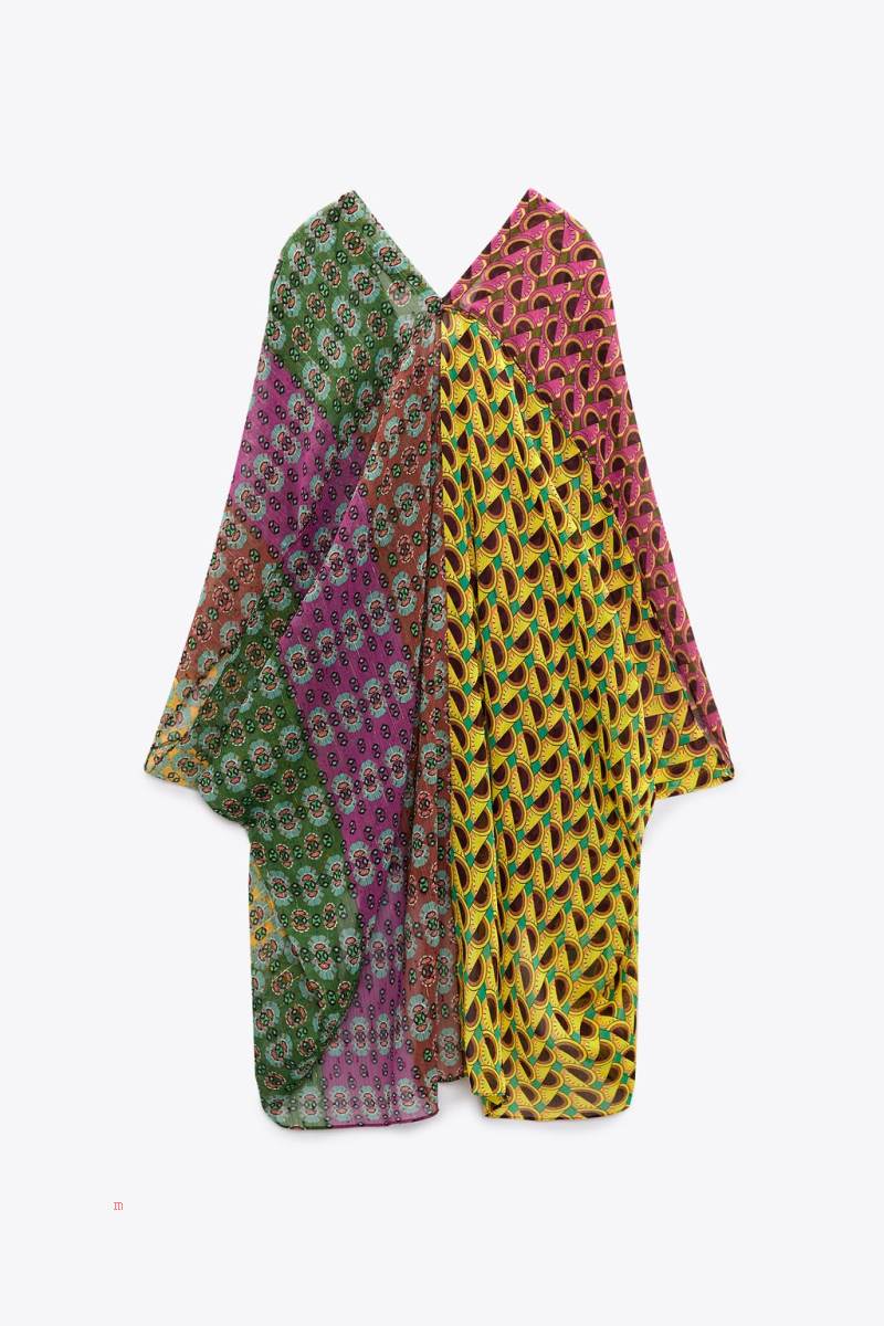 ZARA SHORT PRINTED KAFTAN Klänning Dam Olika Färger Röda | OZJWQ-2146