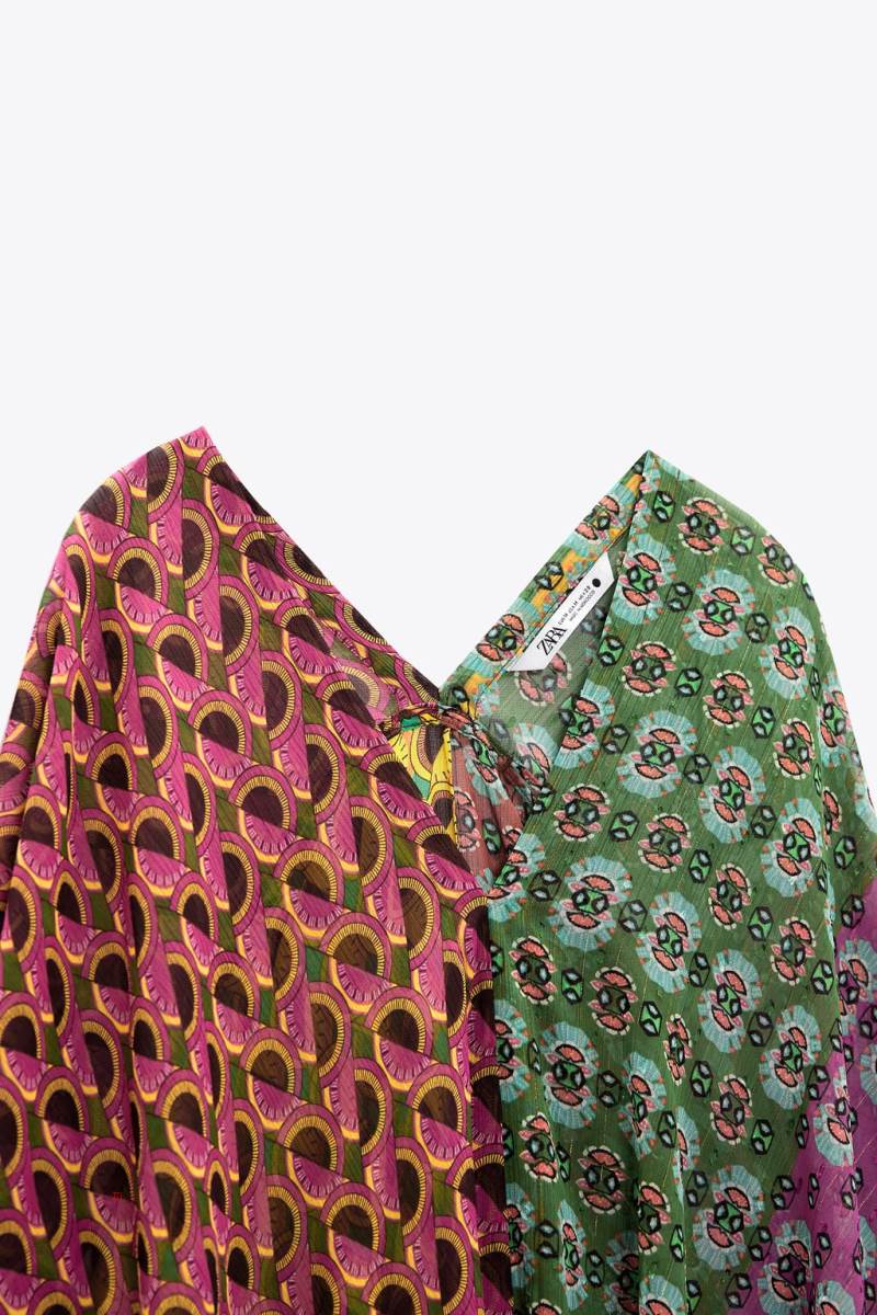 ZARA SHORT PRINTED KAFTAN Klänning Dam Olika Färger Röda | OZJWQ-2146