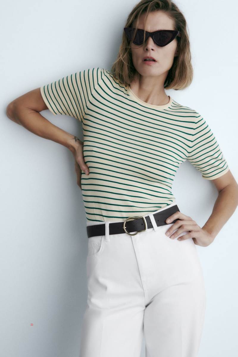 ZARA SHORT SLEEVE KNIT Tröjor Dam Gröna | NRKSO-6039