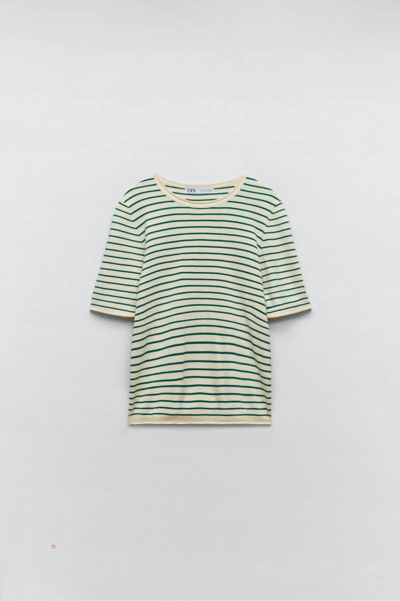 ZARA SHORT SLEEVE KNIT Tröjor Dam Gröna | NRKSO-6039