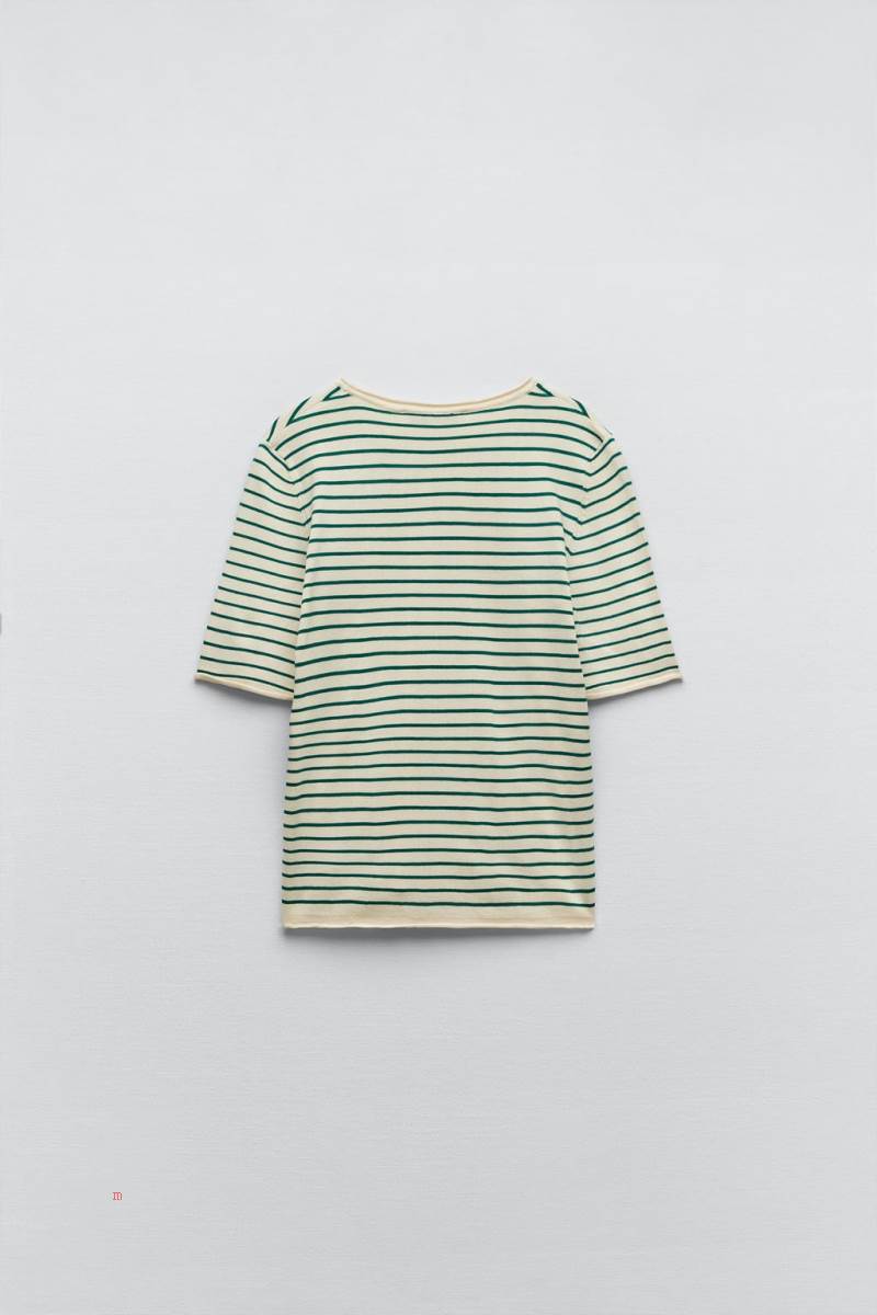 ZARA SHORT SLEEVE KNIT Tröjor Dam Gröna | NRKSO-6039