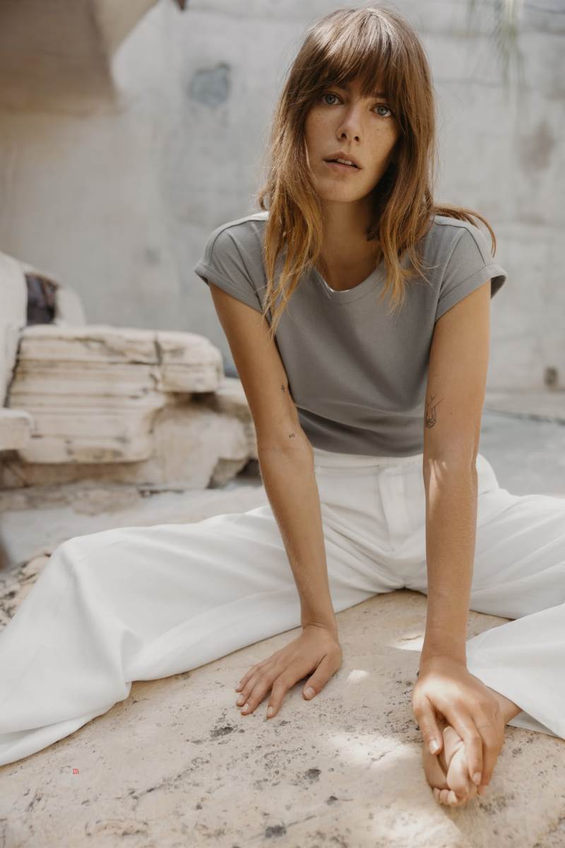 ZARA SHORT SLEEVE T-shirt Dam Khaki | BIQFP-9813