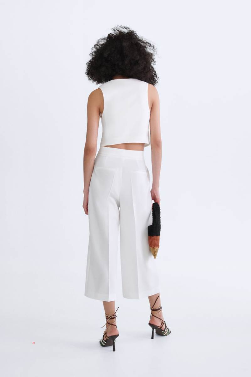 ZARA SHORT TAILORED Kostym Väst Dam Vita | TFUOI-9162