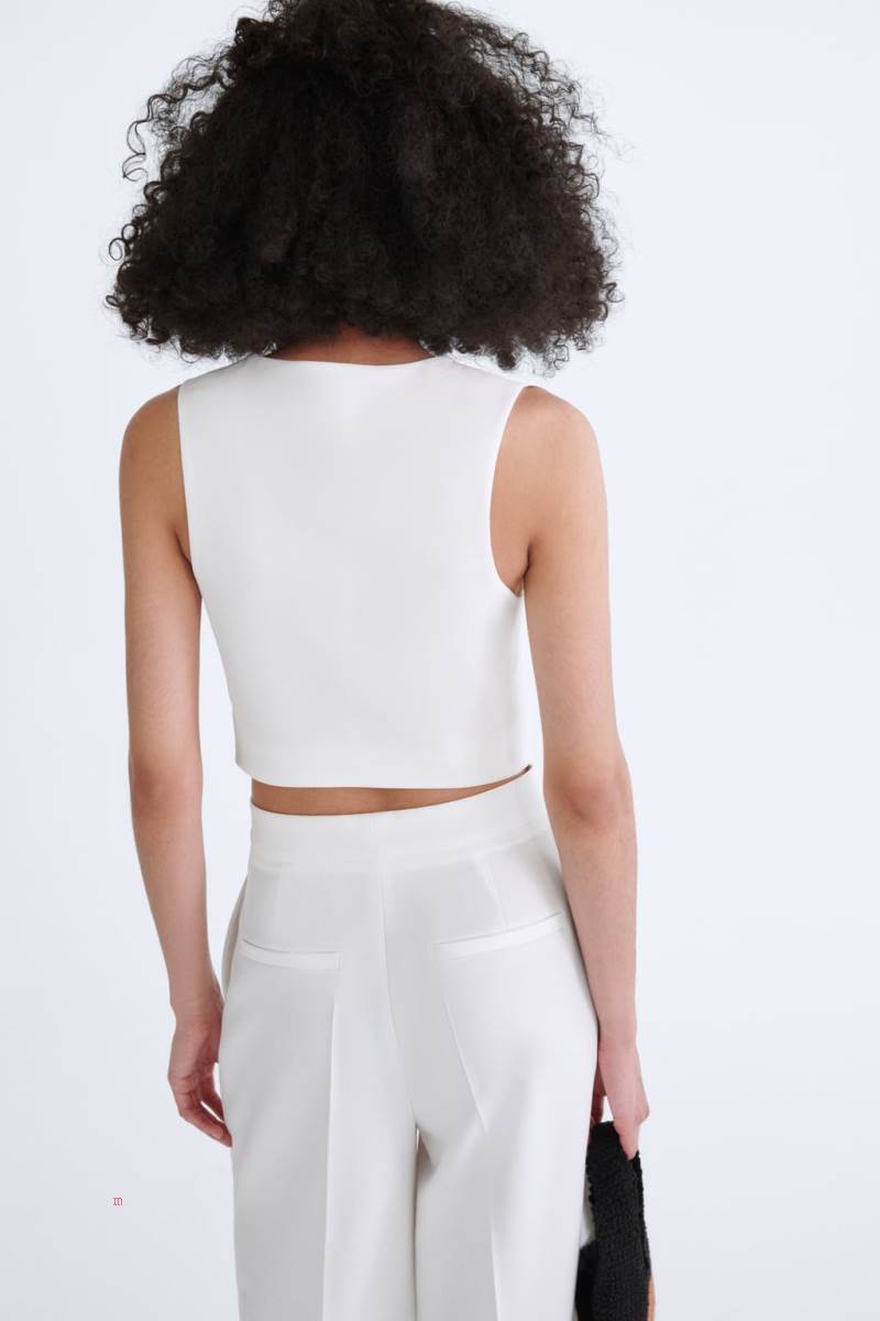 ZARA SHORT TAILORED Kostym Väst Dam Vita | TFUOI-9162