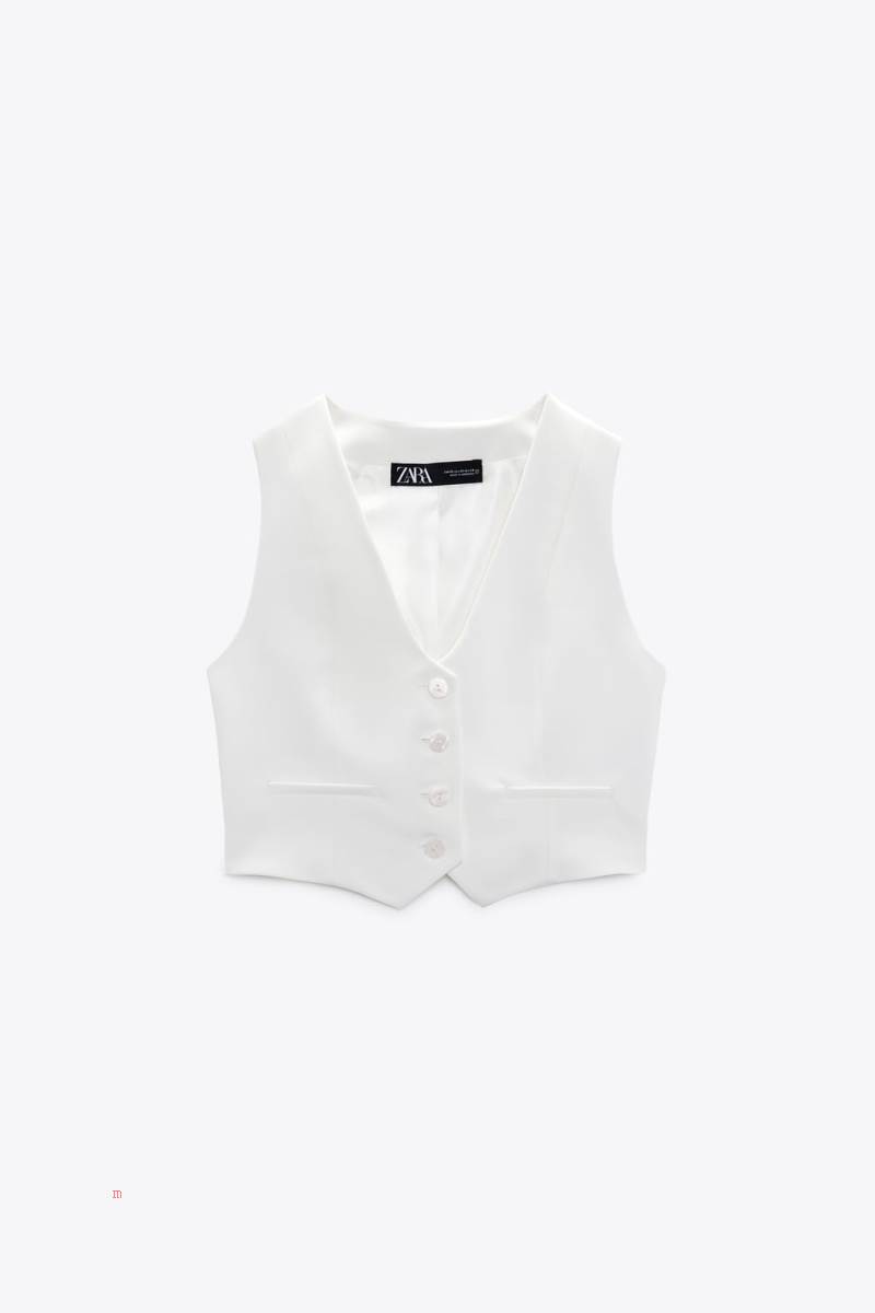 ZARA SHORT TAILORED Kostym Väst Dam Vita | TFUOI-9162