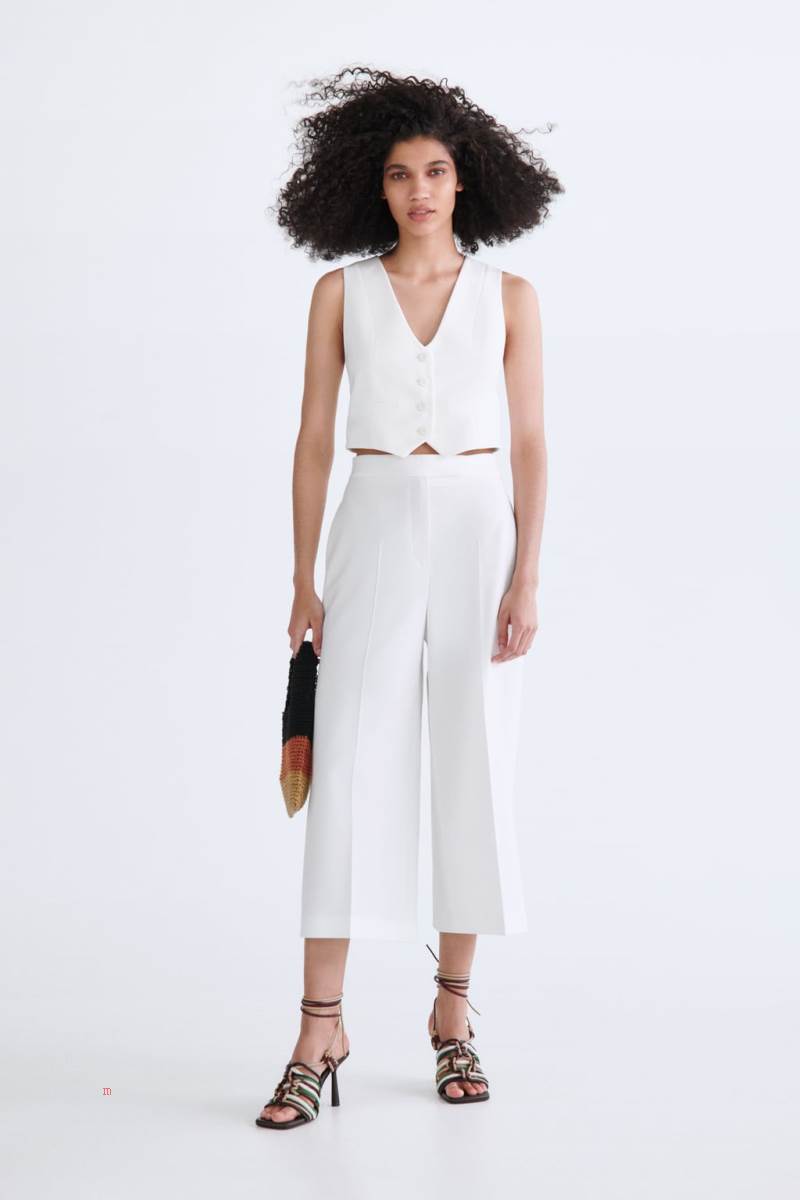 ZARA SHORT TAILORED Kostym Väst Dam Vita | TFUOI-9162