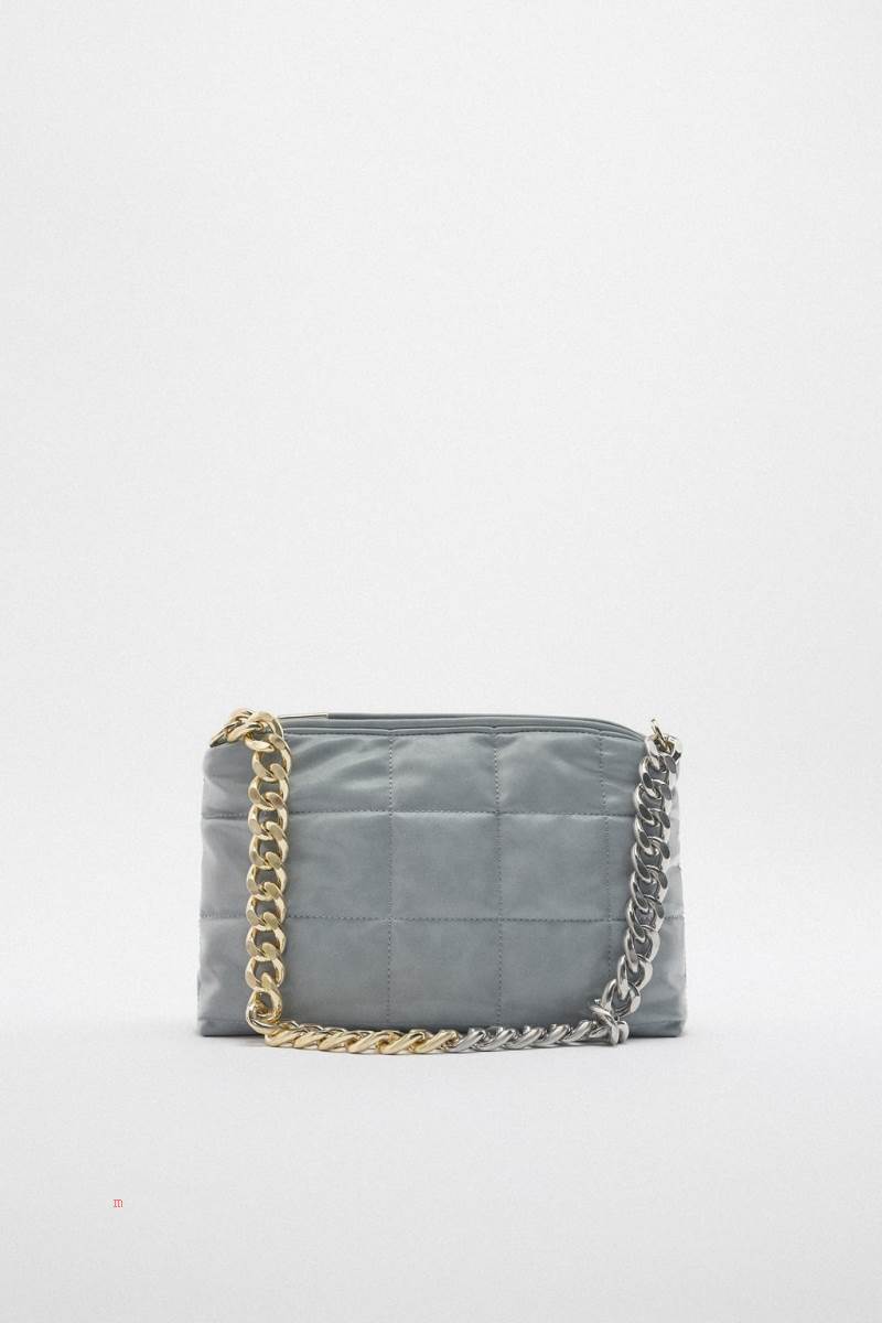 ZARA SHOULDER BAG WITH CHAIN Axelväska Dam Blå | RYVWA-3504