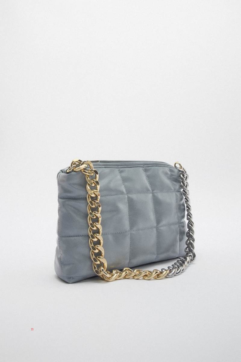 ZARA SHOULDER BAG WITH CHAIN Axelväska Dam Blå | RYVWA-3504