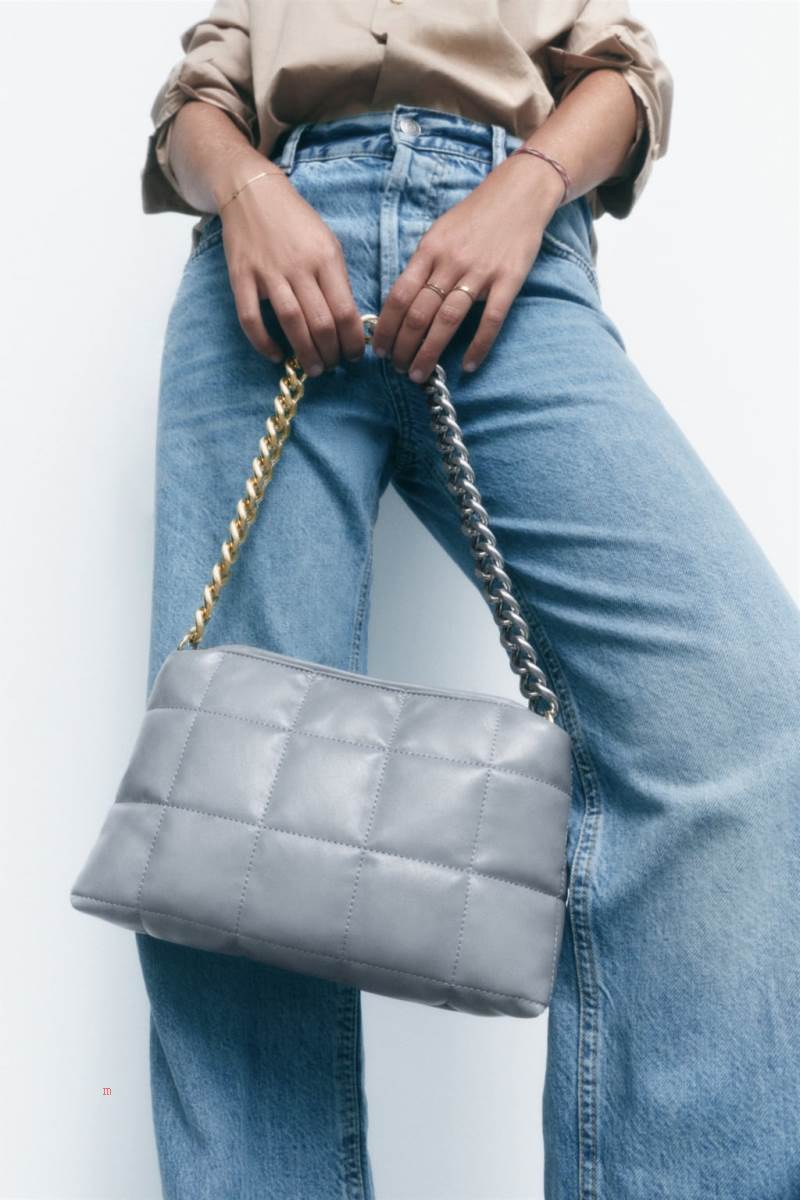ZARA SHOULDER BAG WITH CHAIN Axelväska Dam Blå | RYVWA-3504