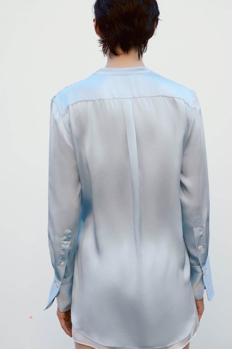 ZARA SILK Blusar Dam Ljusblå | VUYML-0417