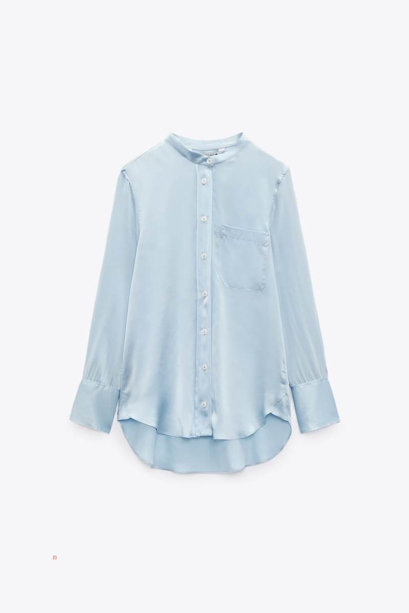 ZARA SILK Blusar Dam Ljusblå | VUYML-0417